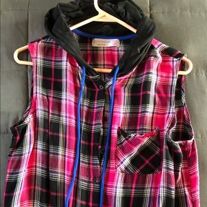 Sleeveless button up hoodie